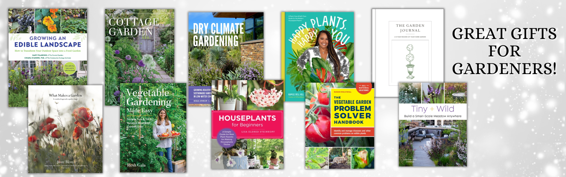 web banner with gardening titles